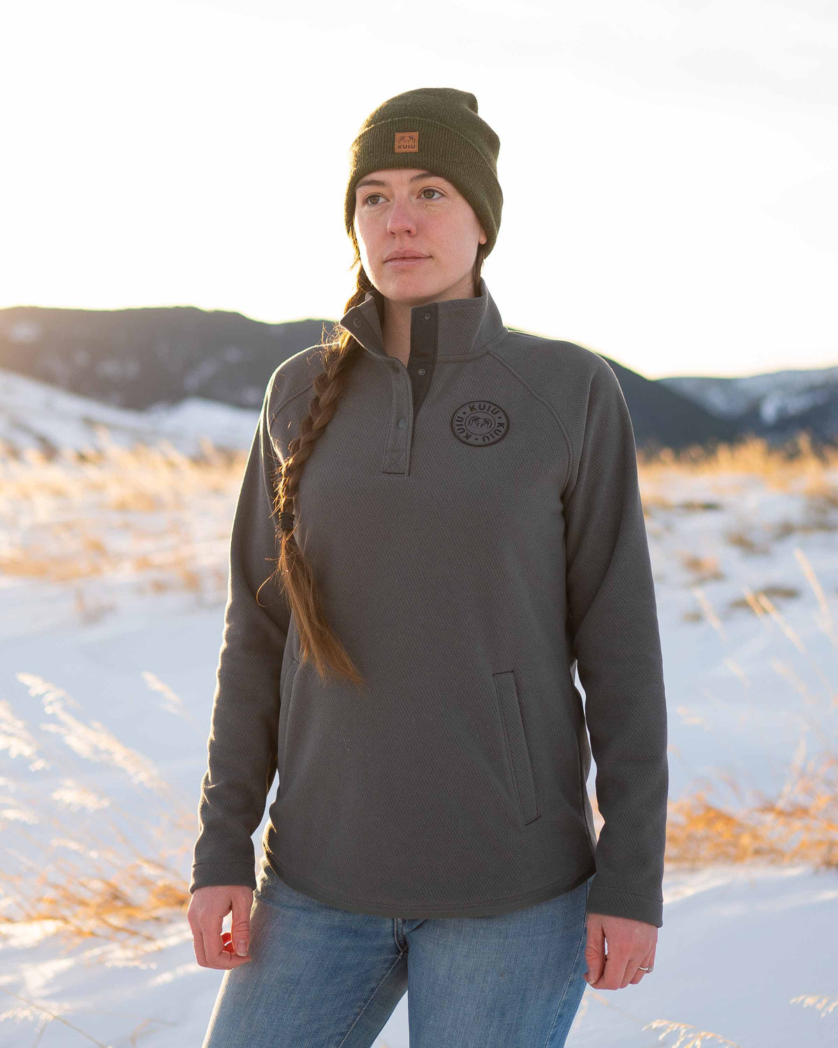 Women's Cascade Twill Fleece Pullover | Olive